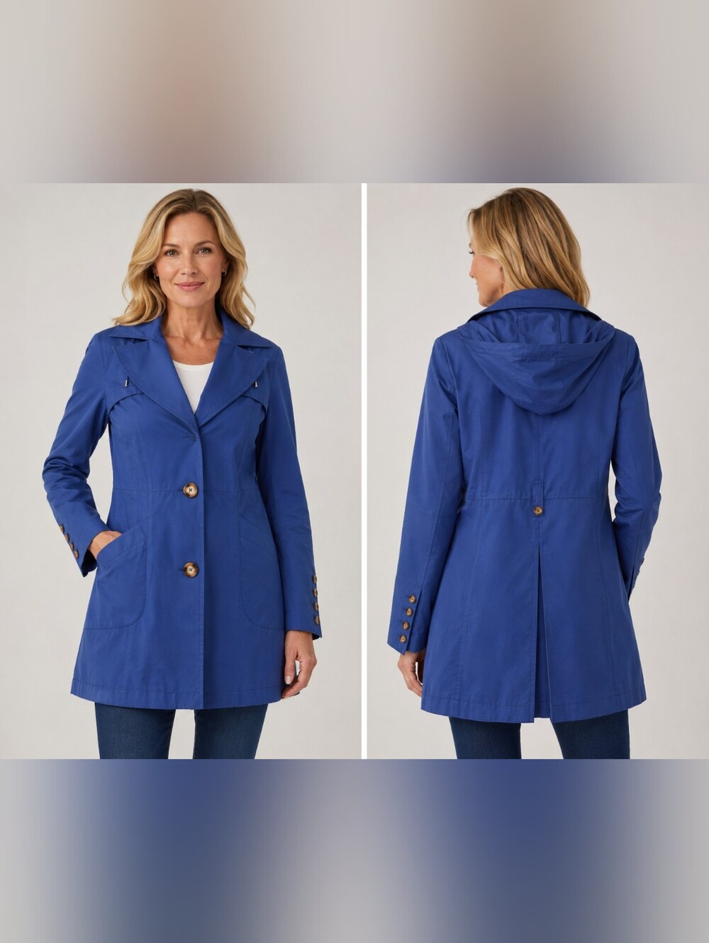 Michael Kors Royal Blue Hooded Trench Coat